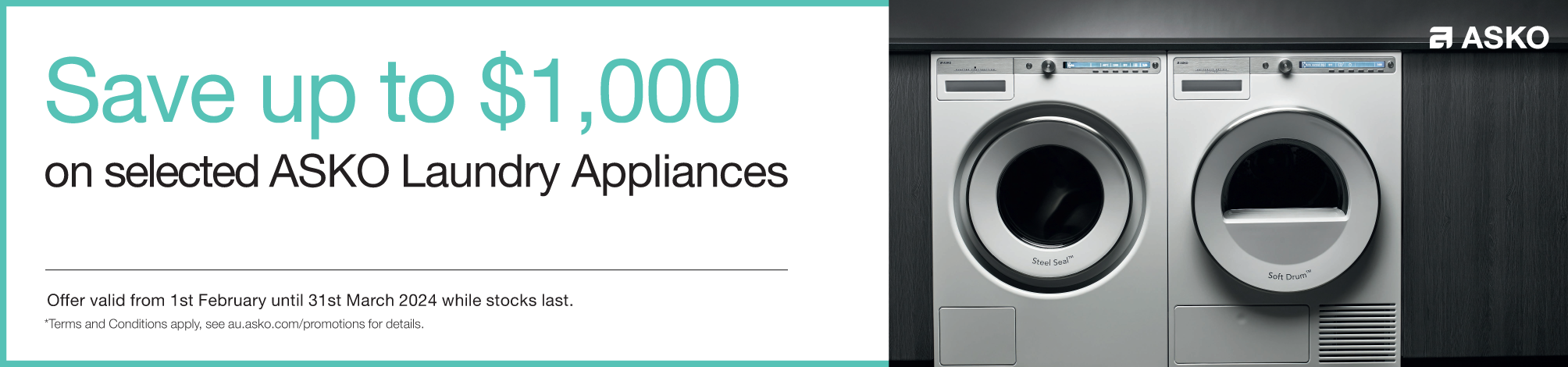 Save Up To $1,000 On Selected ASKO Laundry Appliances