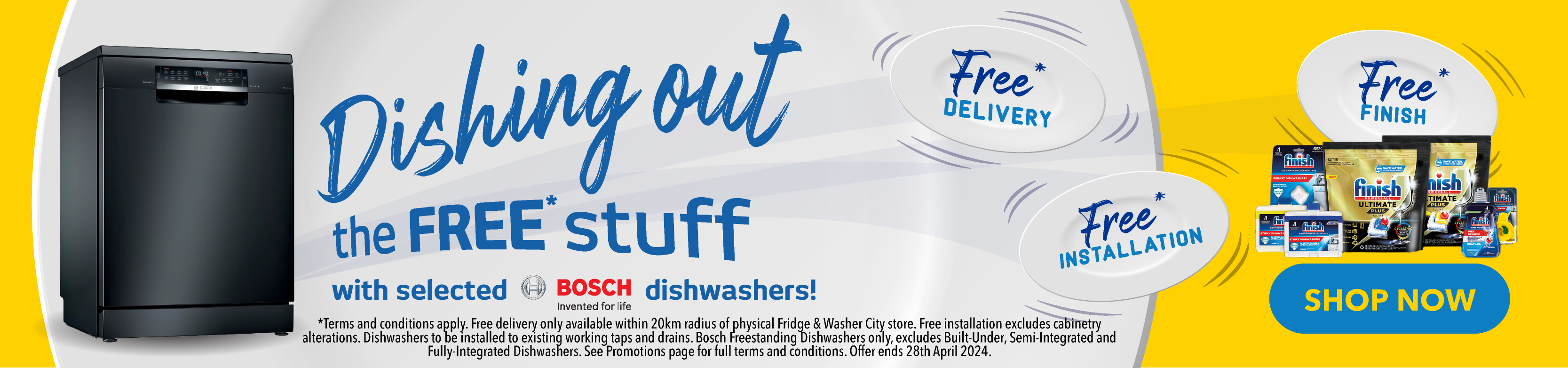 Free Delivery, Installation & Finish Pack With Selected Bosch Dishwashers