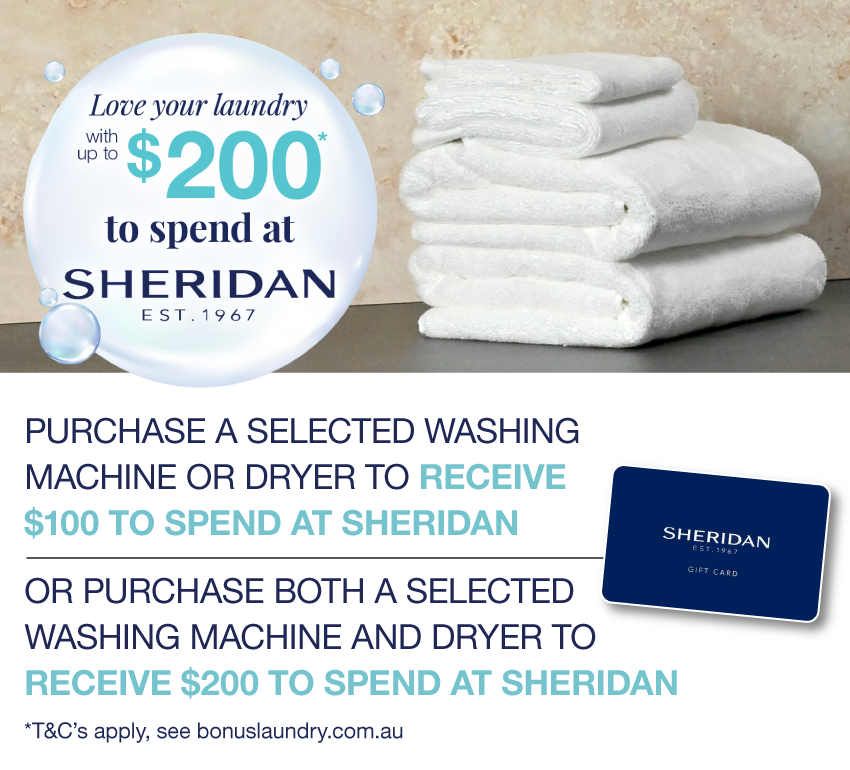 Bonus Sheridan Gift Card Valued at up to $200 on selected Laundry
