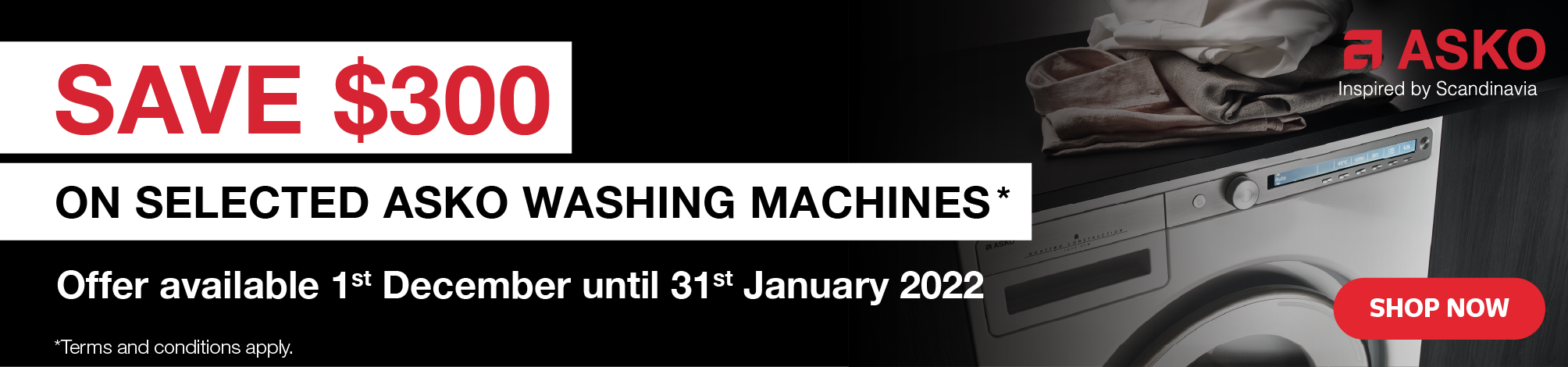 Save $300 On Selected ASKO Washing Machines