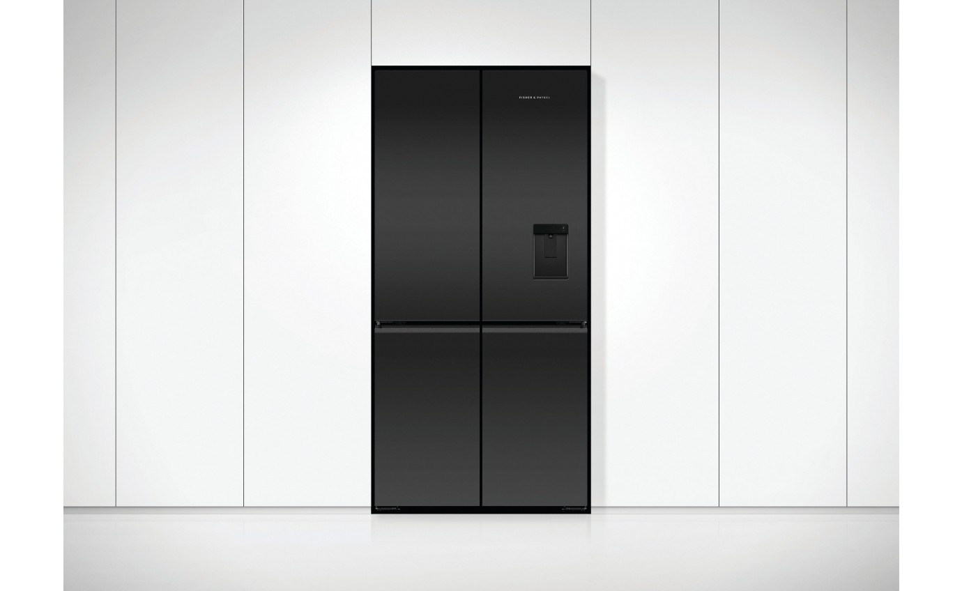 Fisher & Paykel 690L Glass Quad Door Fridge (Matte Black) RF730QZUVB1