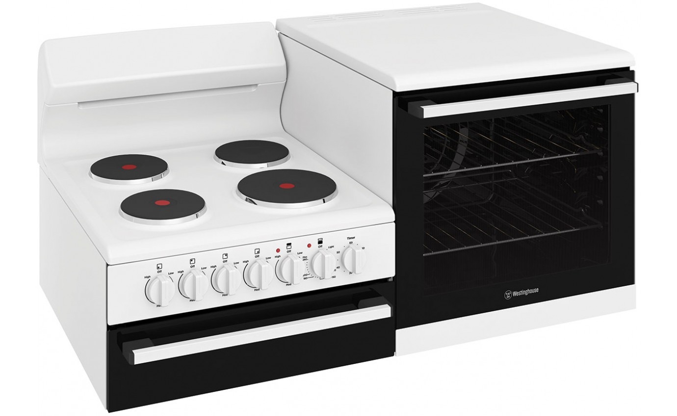 Westinghouse Electric Elevated Freestanding Cooker WDE132WCR Fridge