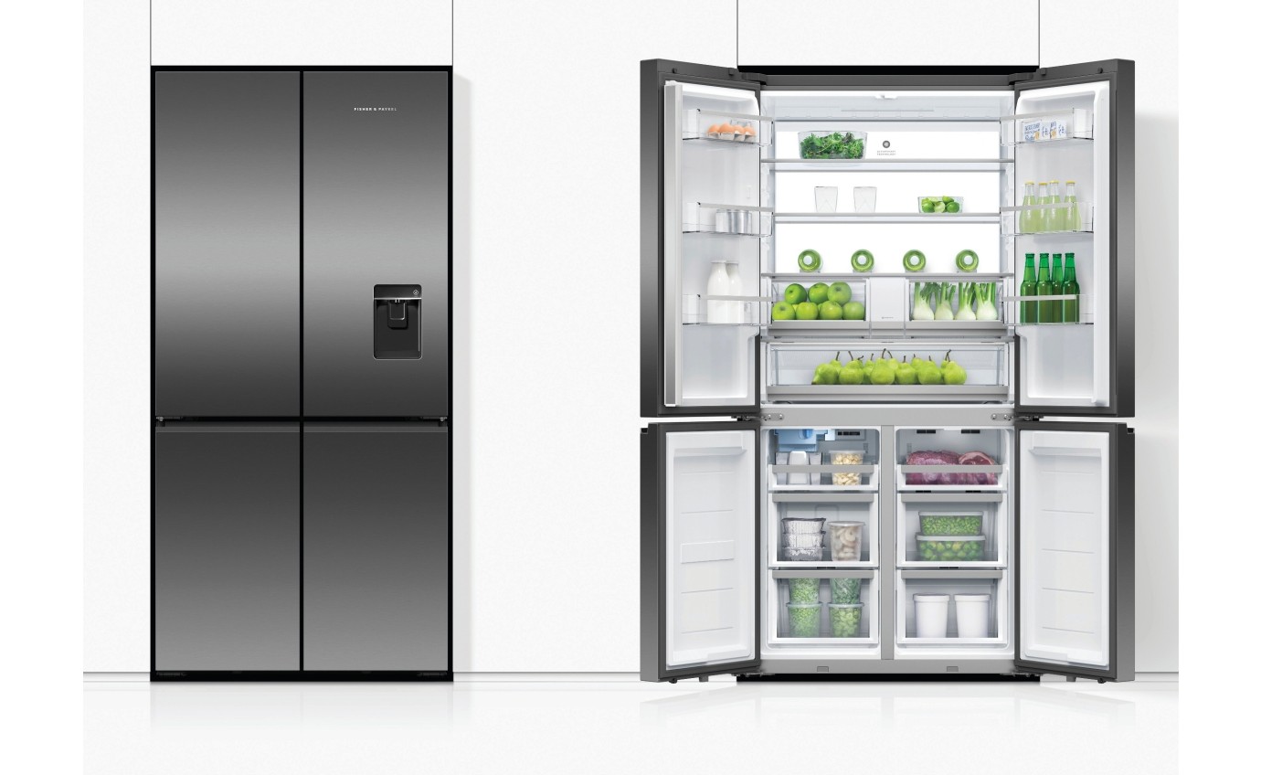 Fisher & Paykel 690L Freestanding Quad Door Refrigerator RF730QNUVB1 Fridge & Washer City